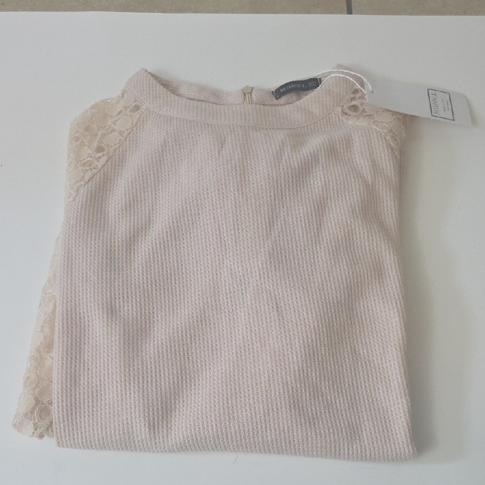 Pink Lace Sleeve Sweater